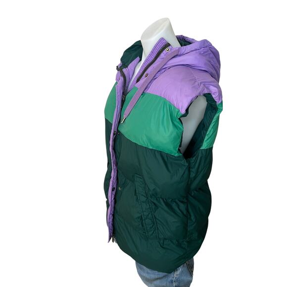 OOF Colorblock Oversized Puffer Vest Green Purple Size 2 Pockets Oversized $378 - Picture 7 of 11